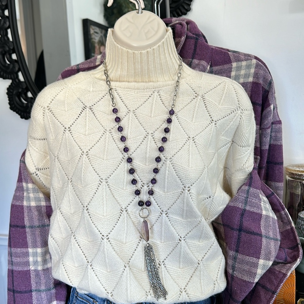 Mock neck vanilla sweater NWT